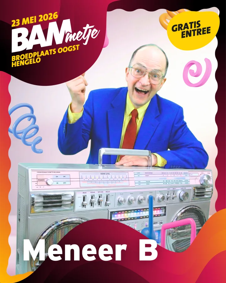 Meneer B voor het randprogramma van Bammetje